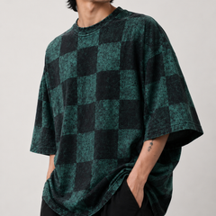 Camiseta Oversized Checkerboard Floral Verde 4