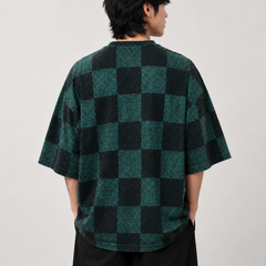 Camiseta Oversized Checkerboard Floral Verde 5