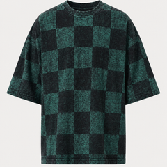 Camiseta Oversized Checkerboard Floral Verde 3